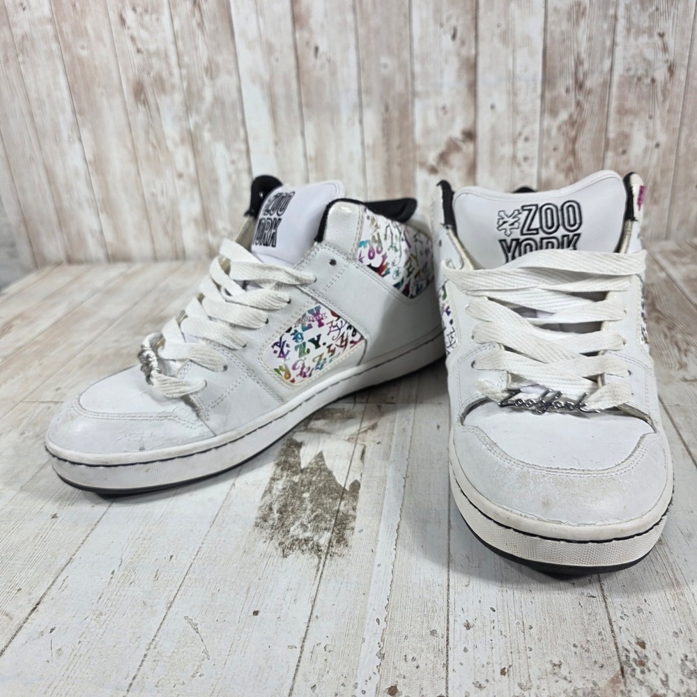 Zoo York Womens High Top Skate Sneakers White Rainbow Monogram Glitter N 41609 9 - Picture 5 of 8